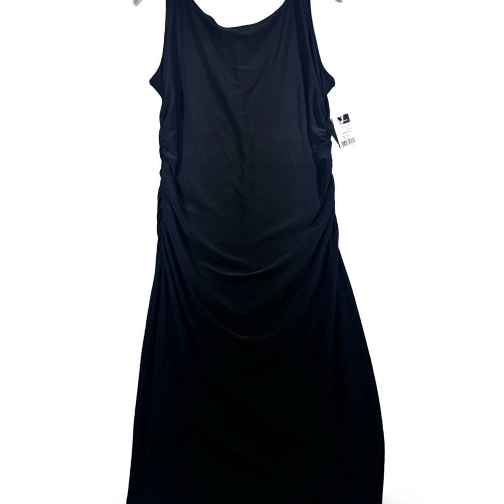 Norma‎ Kamali Black Ruched Sheath Midi Dress